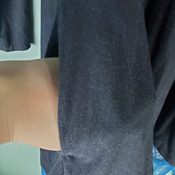 LOGO Lori Goldstein Womens Blue Rayon 230 Printed Swing Top Lace Hem Size Large - Picture 4 of 6